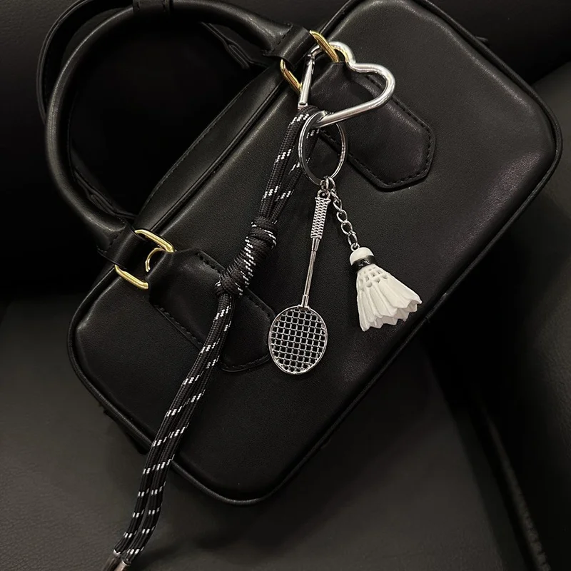 Colorful Badminton Shuttlecock Bag Charm Climbing Carabiner Couple Keychain Simple Sport Backpack Decorative Iron Alloy