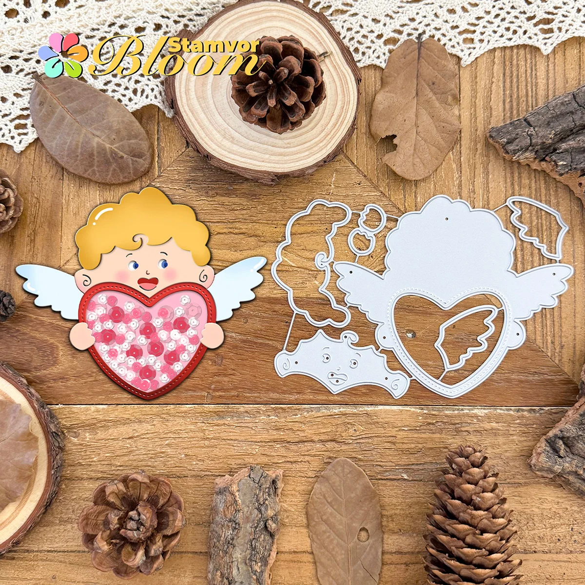 Original schöne Schichten Valentinstag Liebe Amor Shaker Karte Metall Stanzformen Scrapbooking dekorative Prägung