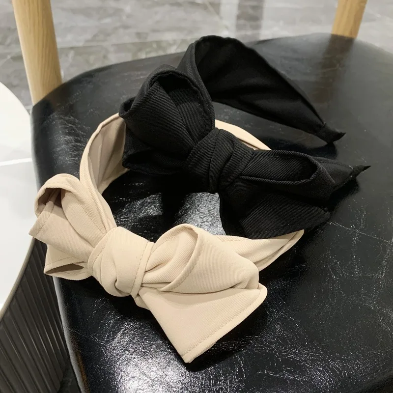Neue Mode Frauen Stirnband Big Bowknot Seite Knoten Haarband Casual Klassische Kopfbedeckung Einfarbig Turban Haar Schmuck Zubehör – Detail 7