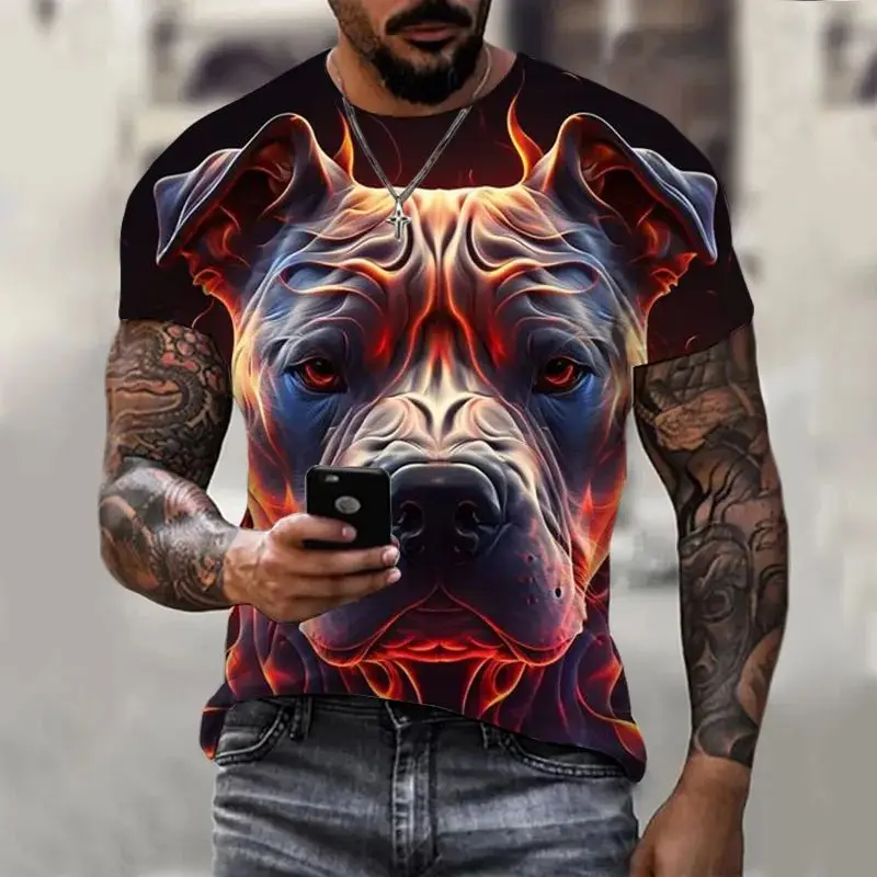 

New Men Summer Cute Animal Pug Bully Dog 3d Printed O Collar Short Sleeve T-Shirt Casual Oversized Pullover Stylish Fun Top