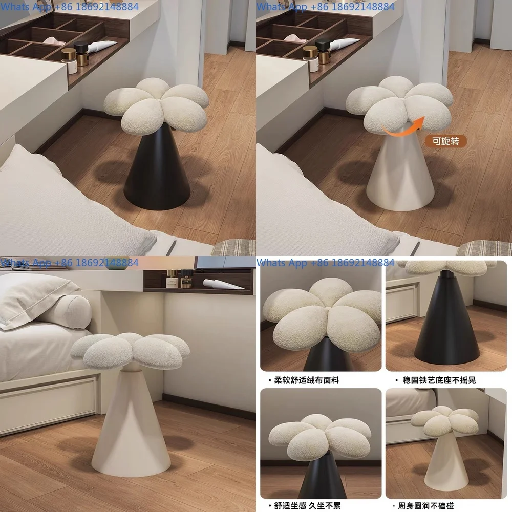 

Vintage Style Bedroom Dressing Stool Rotatable Retro Makeup Chair Space Saving Luxury Feel