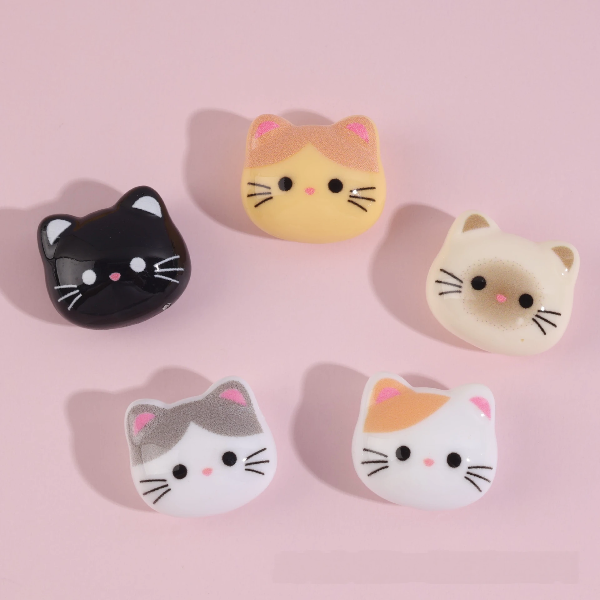 16pcs Mixed Cute Cartoon Cat Resin Shoe Charms - Kawaii Cat Clog Decor for Sandals & Beach Bags