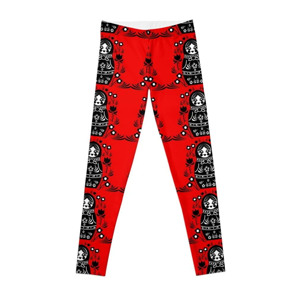 

Red & Black Matryoshka Russian Nesting Doll Leggings legging gym for girls Training pants Womens Leggings