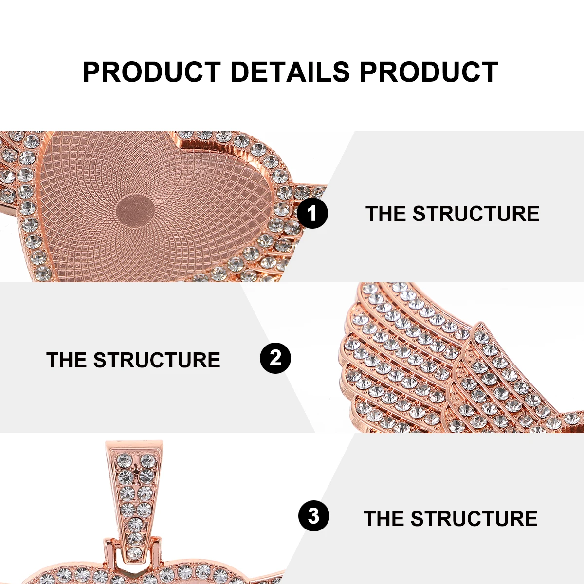 

Heart-shaped Pendant Rhinestone Decoration Rhinestones Tray for Jewelry Charm Simple Design Angle Wings Angel-wing Alloy Bezels