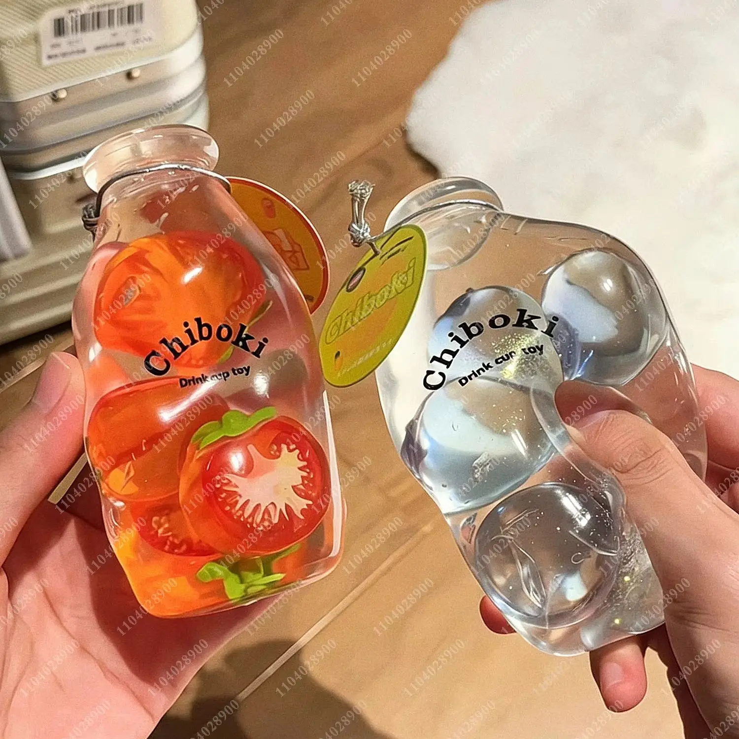 Fruit Bottle Squeeze Ball Glass Hard Candy Milk Bottle Stress Ball Gel-Texture Squishy ASMR Anti Stress Fidget Toys for Adults