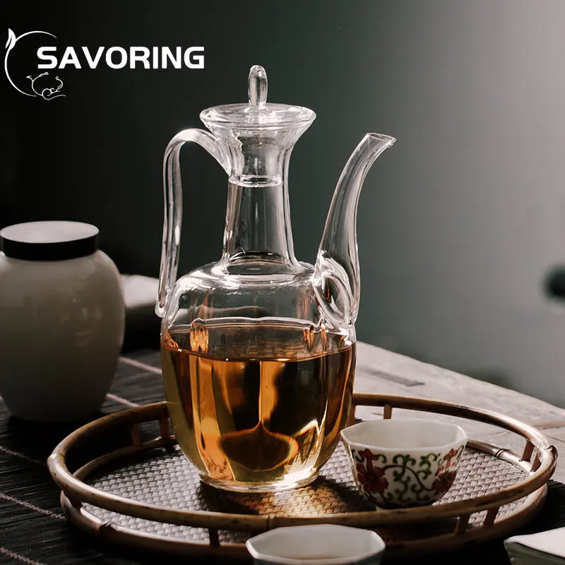 500ML Exquisite Chinese Style Glass Tea Pot Imitation of Song Dynasty  Tea Making Pot Household Kung Fu Teaset Green Tea Kettle