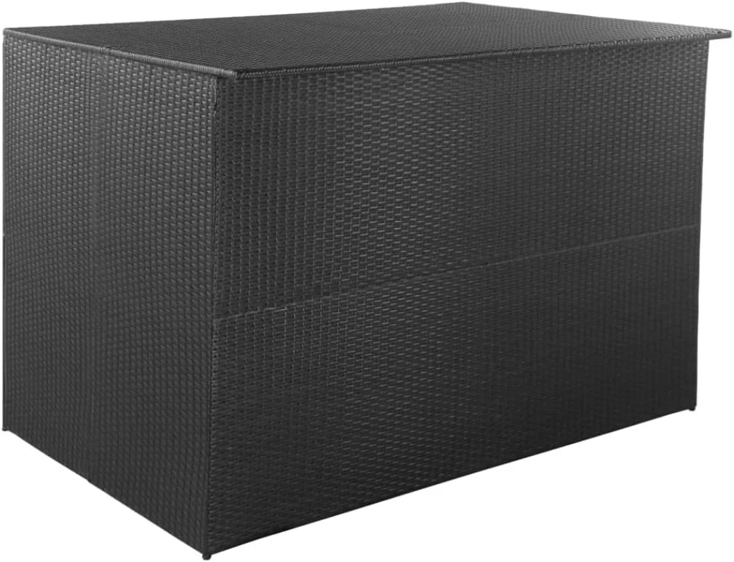 

and Durable Rattan Patio Storage Box, 59" x 39.4" x 39.4", for Cushions and Household Items, Black