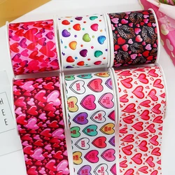 5 Yards Love Heart Printed Grosgrain Satin Ribbons For Bows DIY Craft Decoration Packaging Supplies, 10 Pieces Resins. 61483