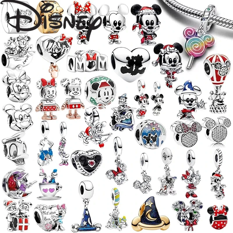 

Новинка 2025 года, подвесные бусины Disney с Микки и Минни, подходят для оригинального серебряного браслета, ожерелья, бусины для ювелирных изделий своими руками, женские подарки