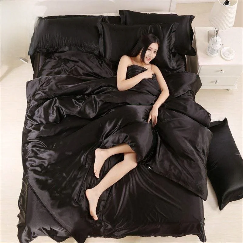 

Silk Luxury Queen Bedding Set Belothes Bedeet Cover Nordic Sle Pure Color Fabric Other Material 00% Autumn Collection