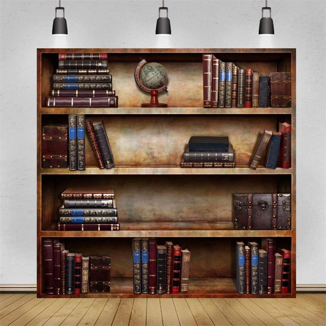 Photography Backdrop Bookshelf Library Books Antique Book Racks Bookcase For Graduation Birthday Party Background Banner Poster