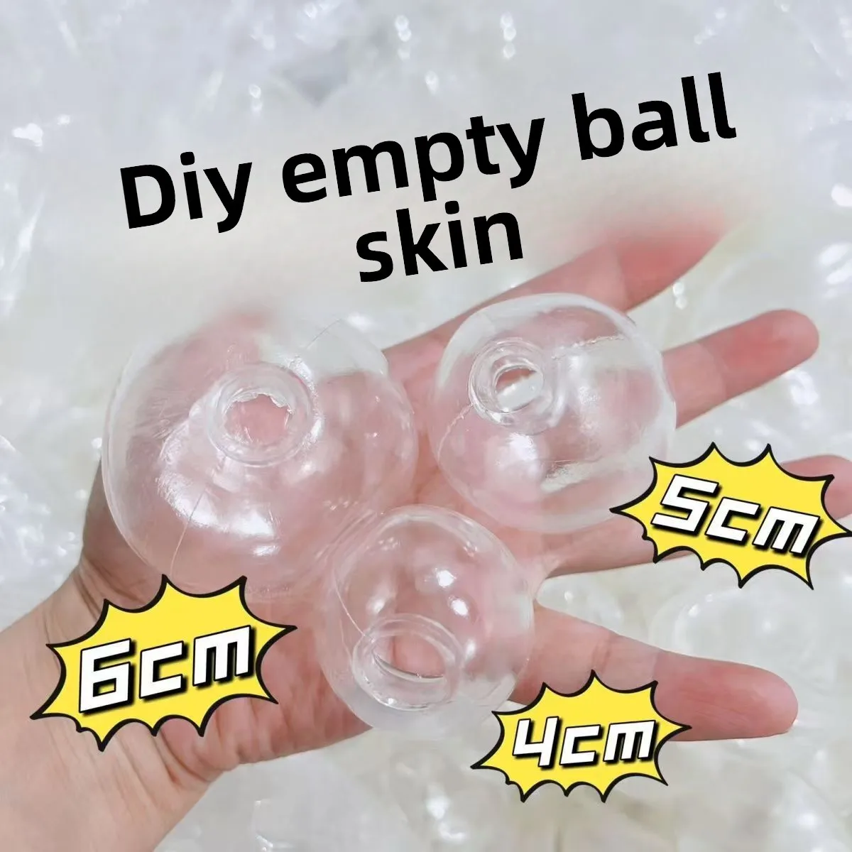 Stress Relief Squeeze Ball, TPR Thick Elastic Empty Blank Shell For DIY Handmade Lovers Kids Adults Custom Filling Drop Resistant Unbreakable Crunch Noise DIY Handcraft Squishy Ball Accessory