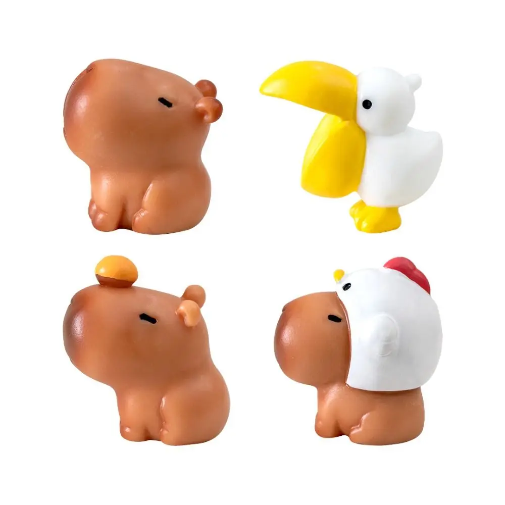 Resin Cartoon Capybara Statue DIY Accessories Miniature Capybara Figurines Micro Landscape Scene Model Mini Animals Figurine