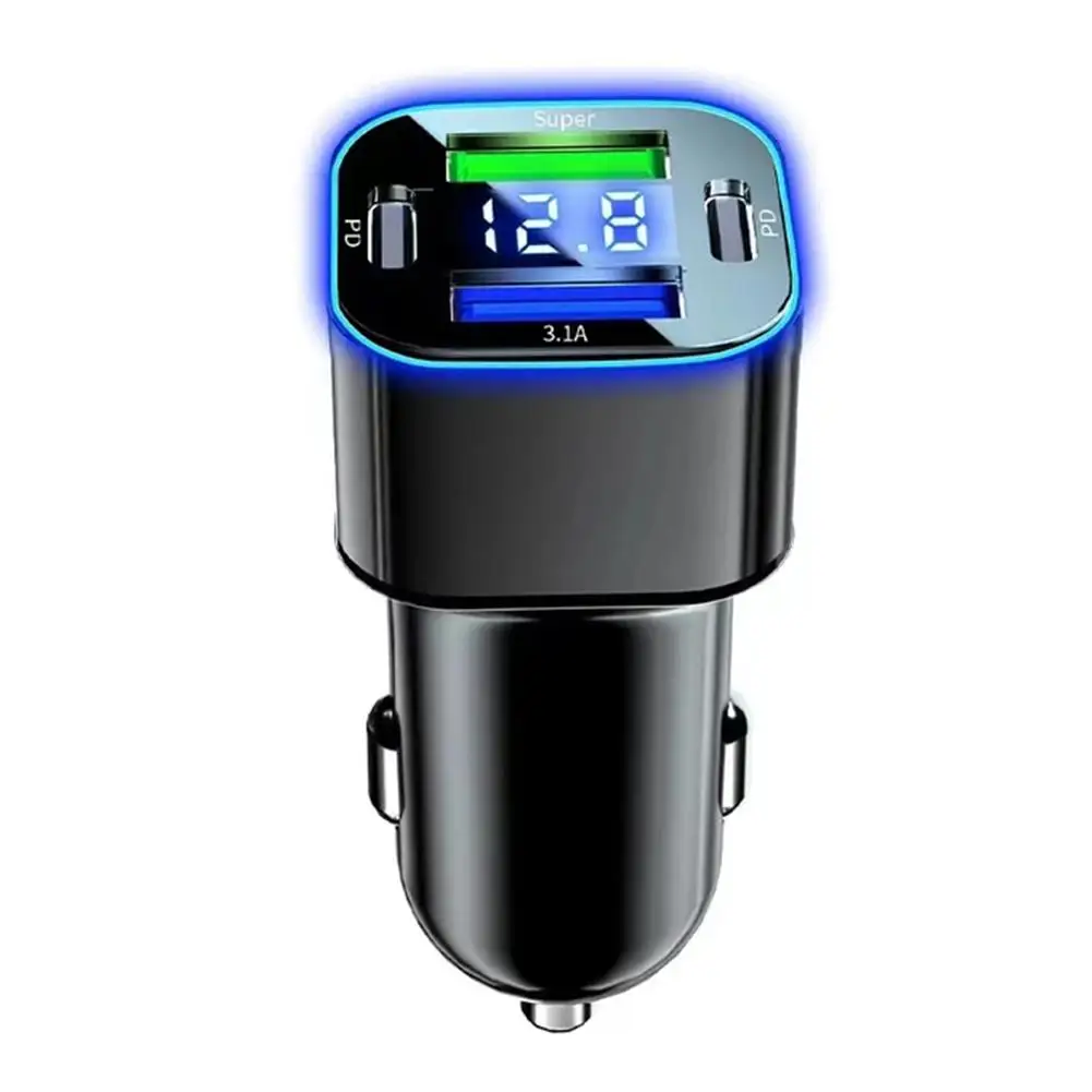 Digital Display Car Charger 5usb 250w Four-port Square Pd Charger Charge Car Fast Phone Charging Qc3.0 O3f2