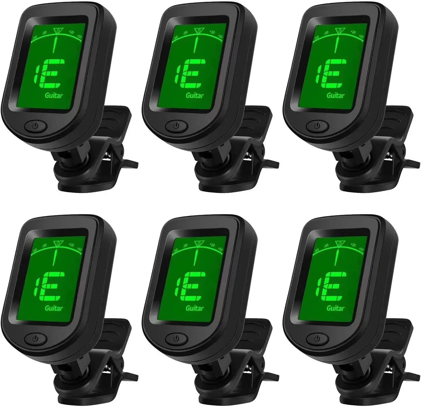 

Набор из 6 гитарных тюнеров с креплением-клипсой, цветным ЖК-экраном, для скрипки, бас-гитары, укулеле, с режимами хроматической настройки