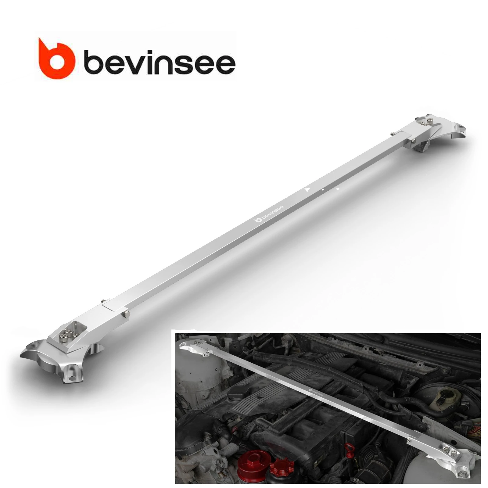 

BEVINSEE Aluminum Front Strut Brace Bar Upper Shock Tower Brace for BMW E46 323i 325i 328i 330i 2002-2006