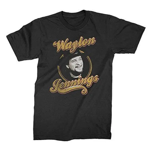 Waylon Jennings Head Shot Men's Tee Shirt Black  2024 Short Sleeve Clothing Shirt