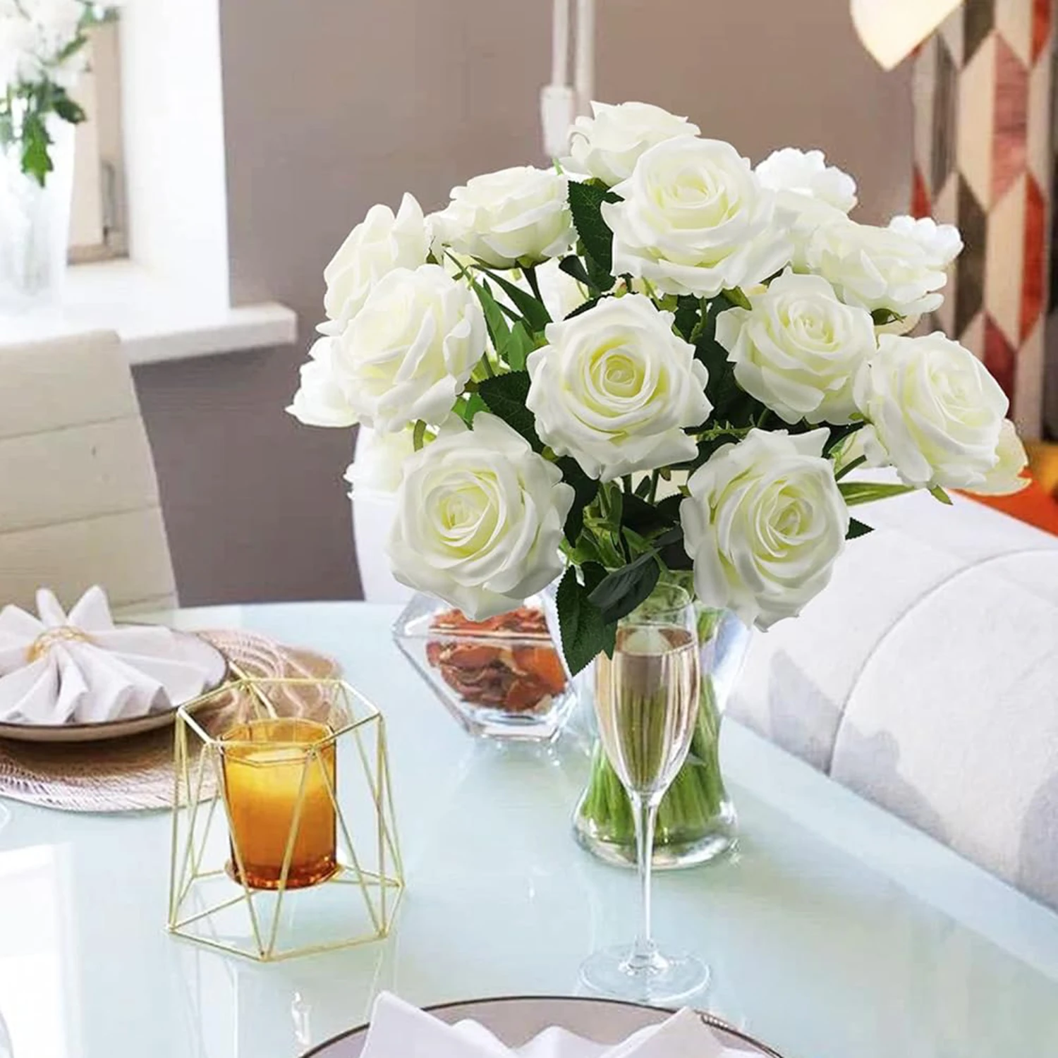 10/20 Stück Künstliche Blumen Seidenrosen Festival Heimdekoration Vase Tischdekoration Hochzeitskranz Brautstrauß Outdoor Garten DIY Geschenk – Detail 5