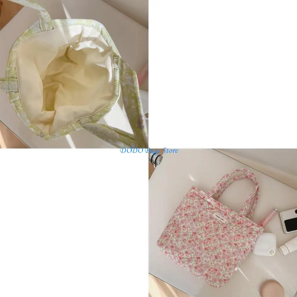 

Многоцелевая стеганая хлопковая сумка через плечо с цветочным принтом, удобный кошелек с верхней ручкой для женской сумки