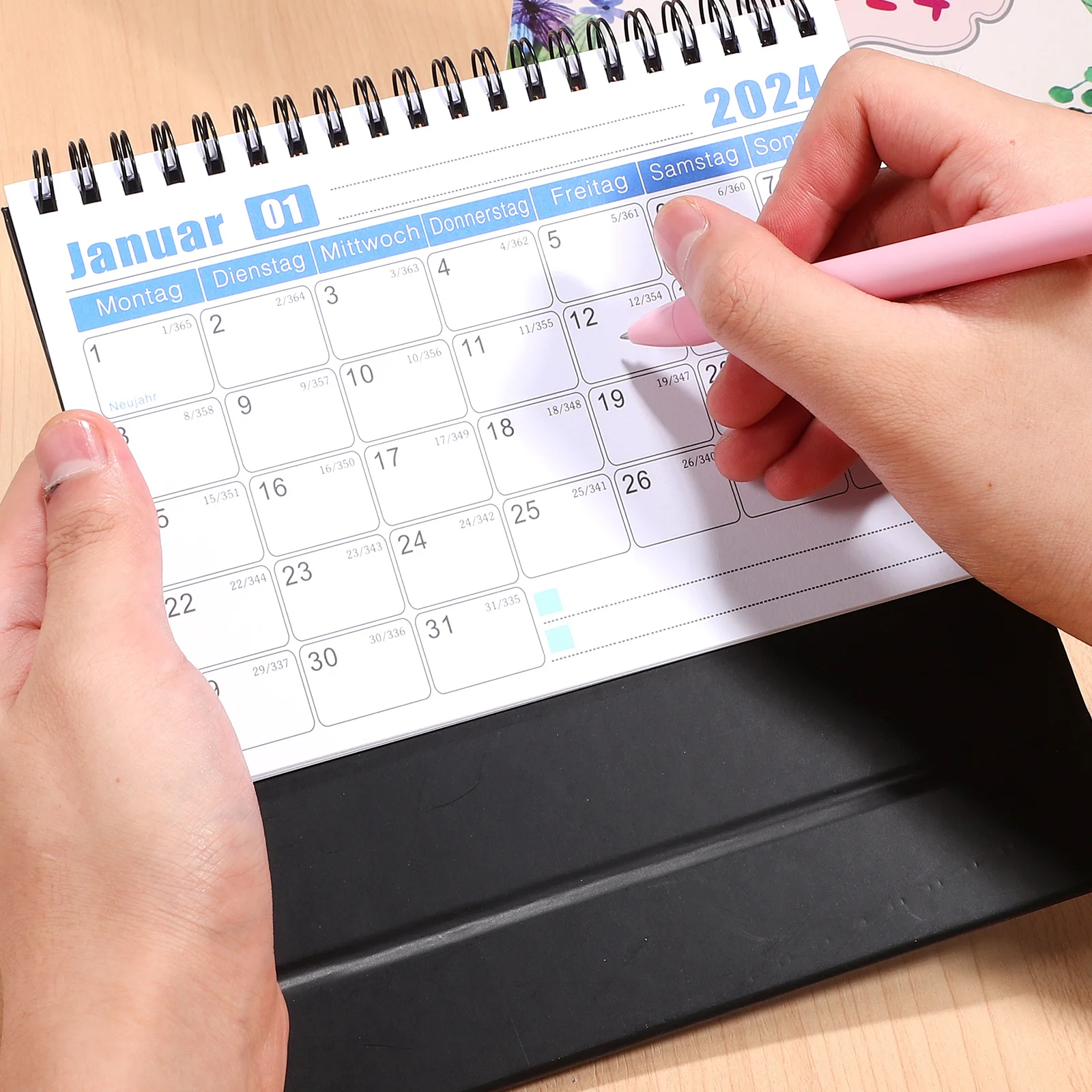 

2024 Standing Desk Calendar German Inspired Desktop Calendar Decorative Monthly Planner with Clear Layout Office Home Scheduling