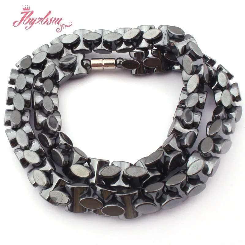 Natural Hematite Necklace Black Funnel Shape Stone Beads For Fashion Jewellery Necklace Strand 15 Inch 8x9mm Free Shipping