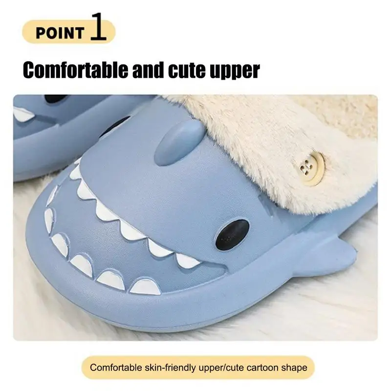 Womens Slippers Warm House Slippers Cozy Shark Slippers Non-Slip Sole Slip-On Plush Warm Slippers For Men Women