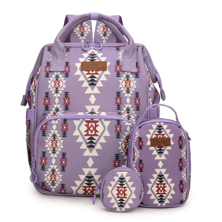 

West Wrangler Callie Diaper Bag Backpack with Pacifier Case, Crossbody Bottle Bag and Stroller Straps Western Pattern Multifunct