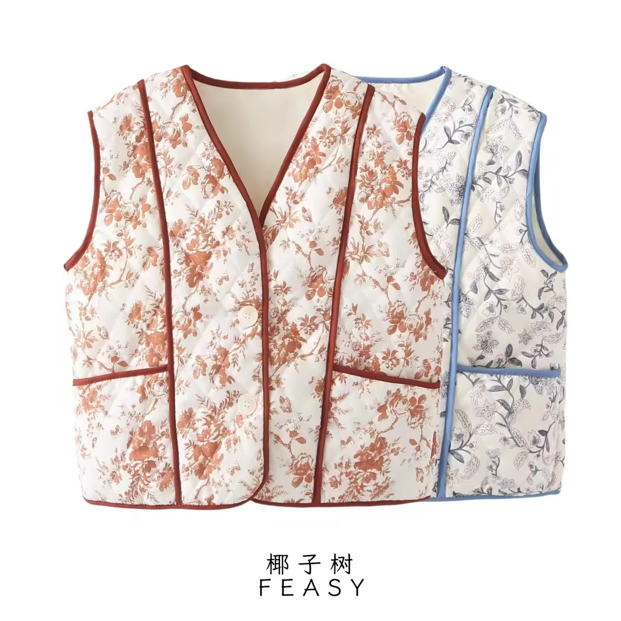 Casual Printed Women Vest Top Loose Sleeveless Cardigan Jacket Fashionable Chic Women Single-breasted Jacket Women's Autumn Vest