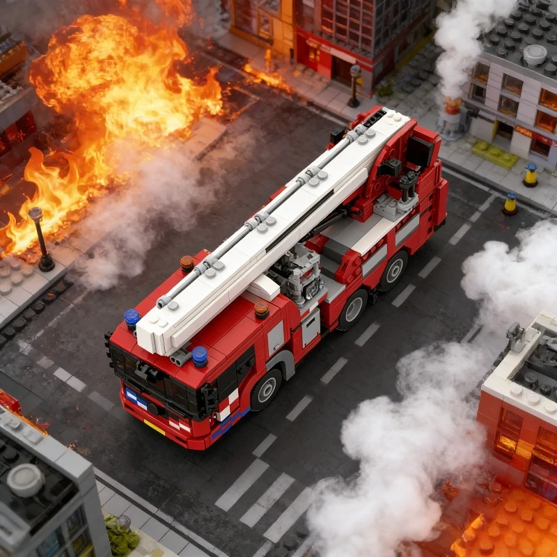 864PCS Modular Fire Truck Building Kit - DIY Technical Model for Teens & Adults Gift