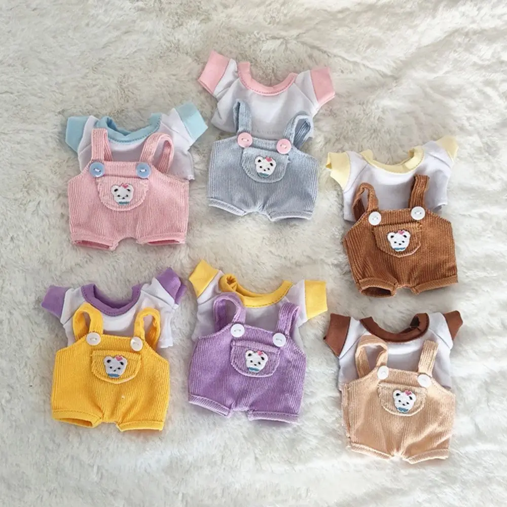 1 Set 15cm/20cm Doll Clothes Fashion T-shirt Clothes Doll Overalls Suit Casual Wears Jeans Overalls Pants