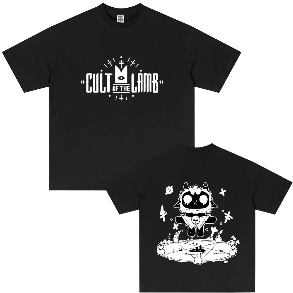

Game Cult of The Lamb T Shirts Men Women Cute Funny T-shirt Male Vintage Oversized Short Sleeve Unisex Casual Soft Cotton Tees