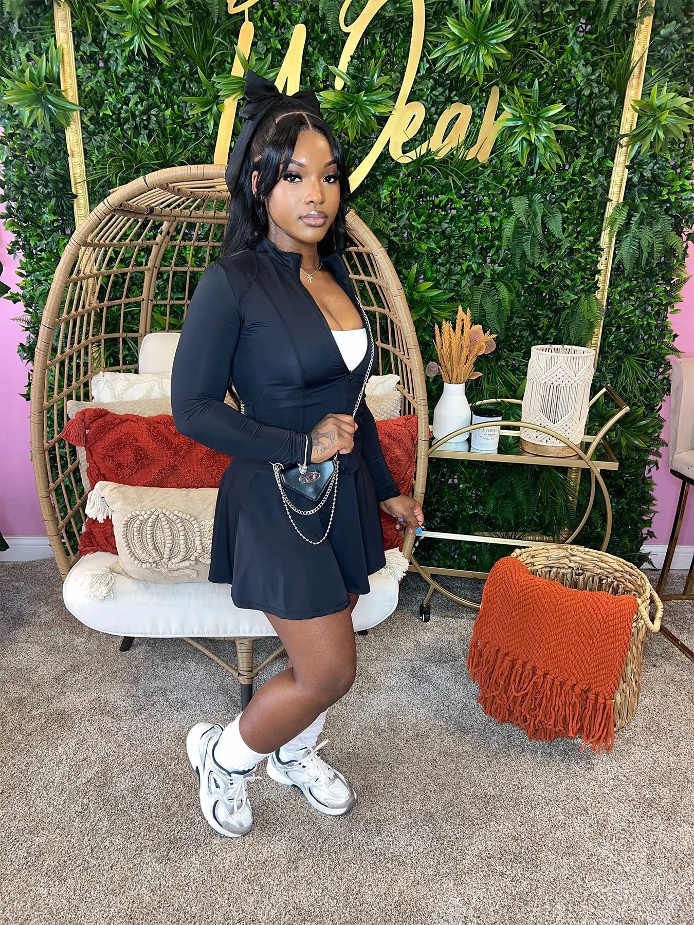 

Sporty Style Skirt Two Piece Set Women Solid Color Tight Zipper Cardigan Mini Pleated Skirts 2 Piece Sets Fashion Sports Suit