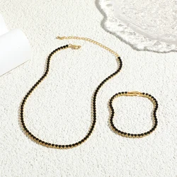 3mm Green,Colorful Pink Tennis Necklaces Bracelet Rhinestone Choker Women Elegant Choker Ice Out Crystal Chain Jewelry Set Gifts