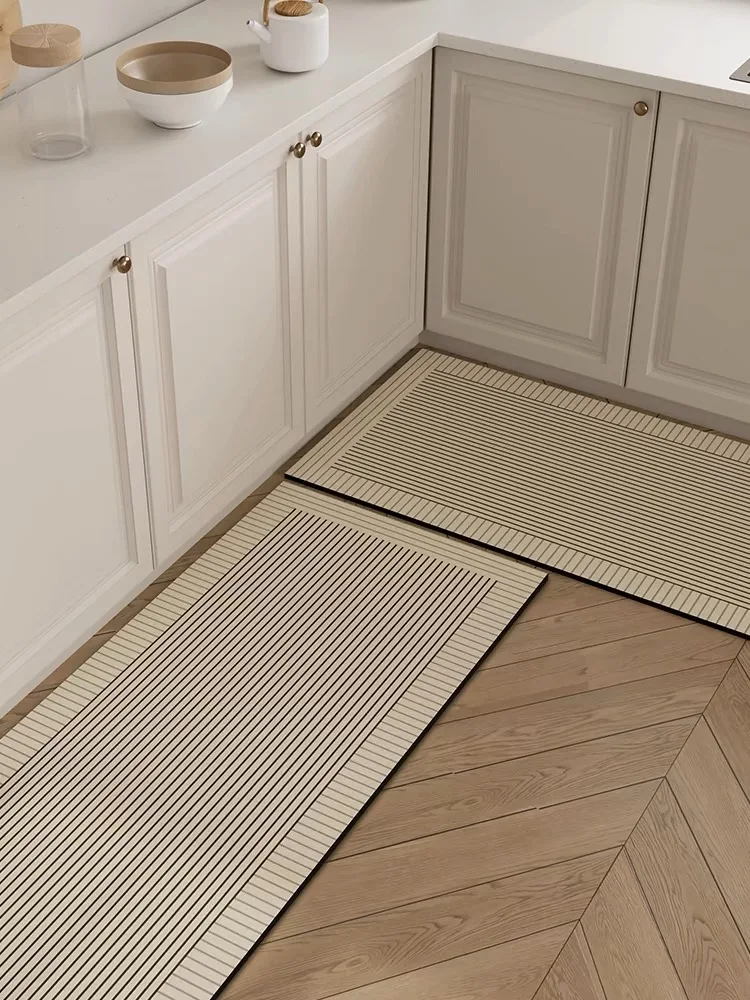 Vikama 1/2Pcs Cream Air Molding Carpet Absorbent Non-Slip Kitchen Soft Diatomaceous Mud Floor Mat For Home Decoration