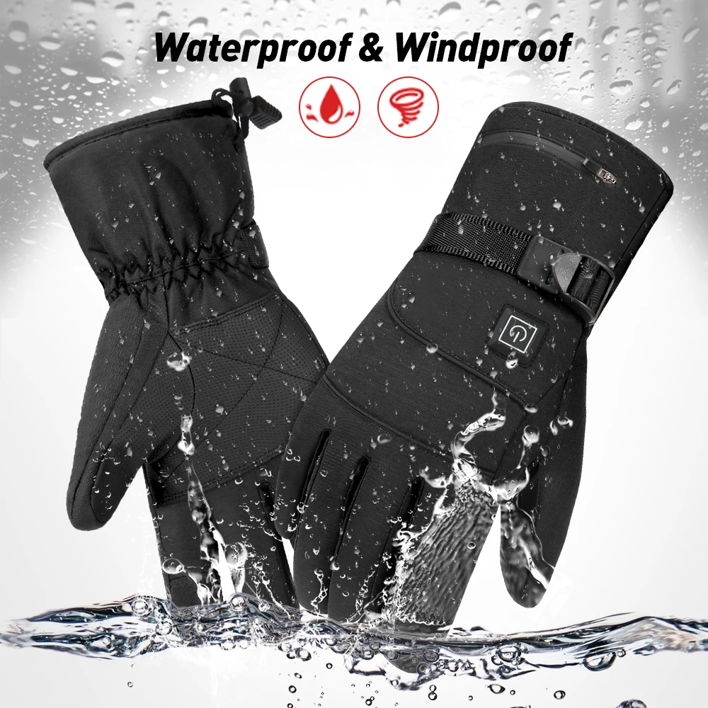Heated Motorcycle Gloves Waterproof  Gloves Moto Winter Motorbike Racing Riding Racing Skiing Gloves Touch Screen Heating Glove