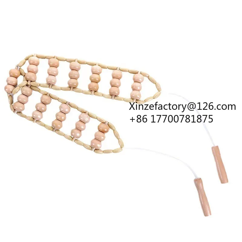 Factory Direct 2026 Top RatedMassager Roller Handmade Massage Roller Rope Wooden Massager Tool For Body Muscle Pain Relief Clear
