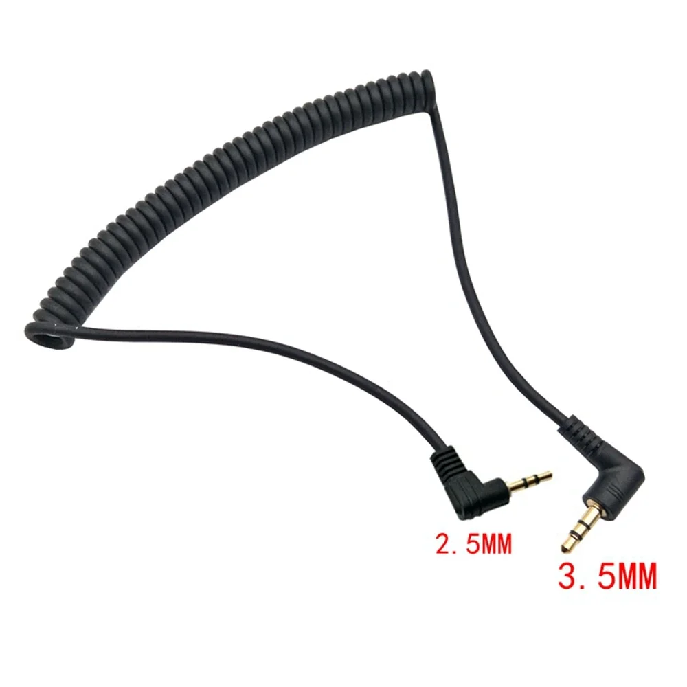 

90 degree 3.5mm three pole male to 2.5mm three pole male stereo audio AUX mini spring coil cable