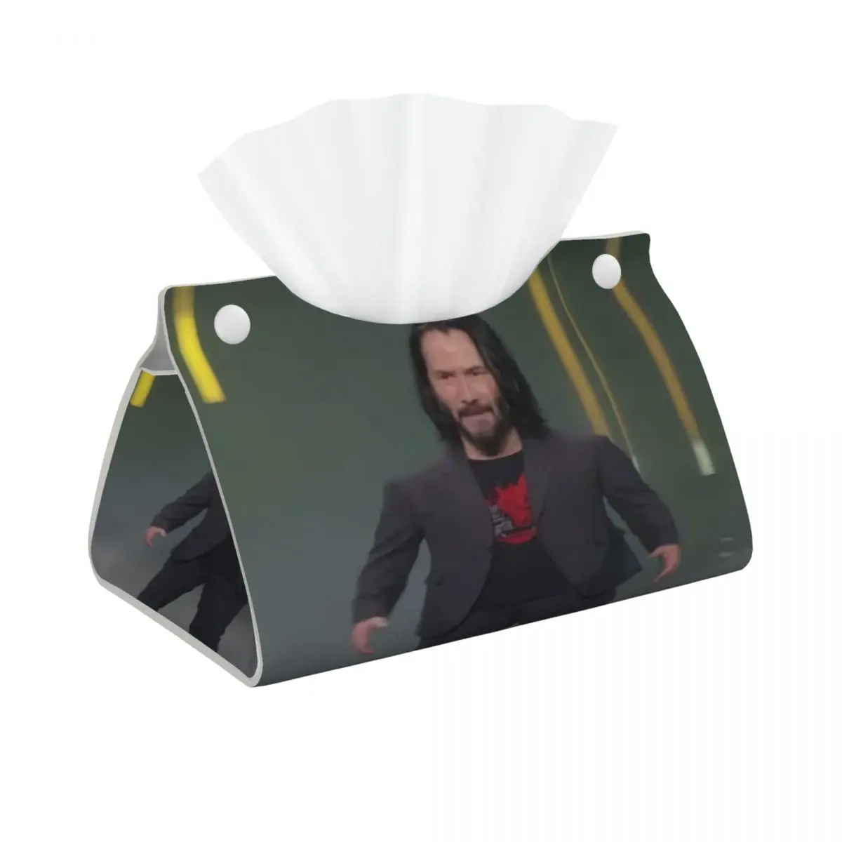 Custom Mine Keanu Reeves Tissue Box Cover PU Leather Rectangular Facial Tissue Box Holder for Bathroom Office