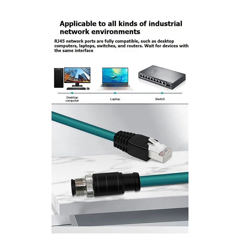 DT21 to RJ45 Connector 2 Meter 4Pin D-Code High Flexible Male to Female Ethernet Connection Cable Sensor Wiring