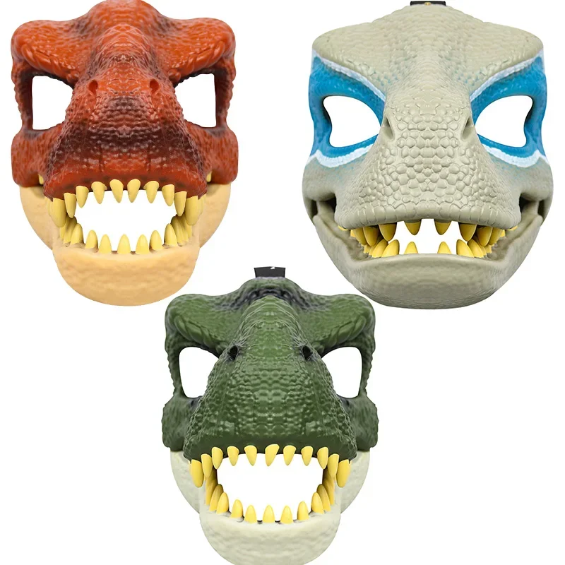 

3D маска динозавра на Хэллоуин, Реалистичная рапторская маска динозавра с движущимися челюстями, высококачественный головной убор из ПВХ, детская Карнавальная игрушка, подарок