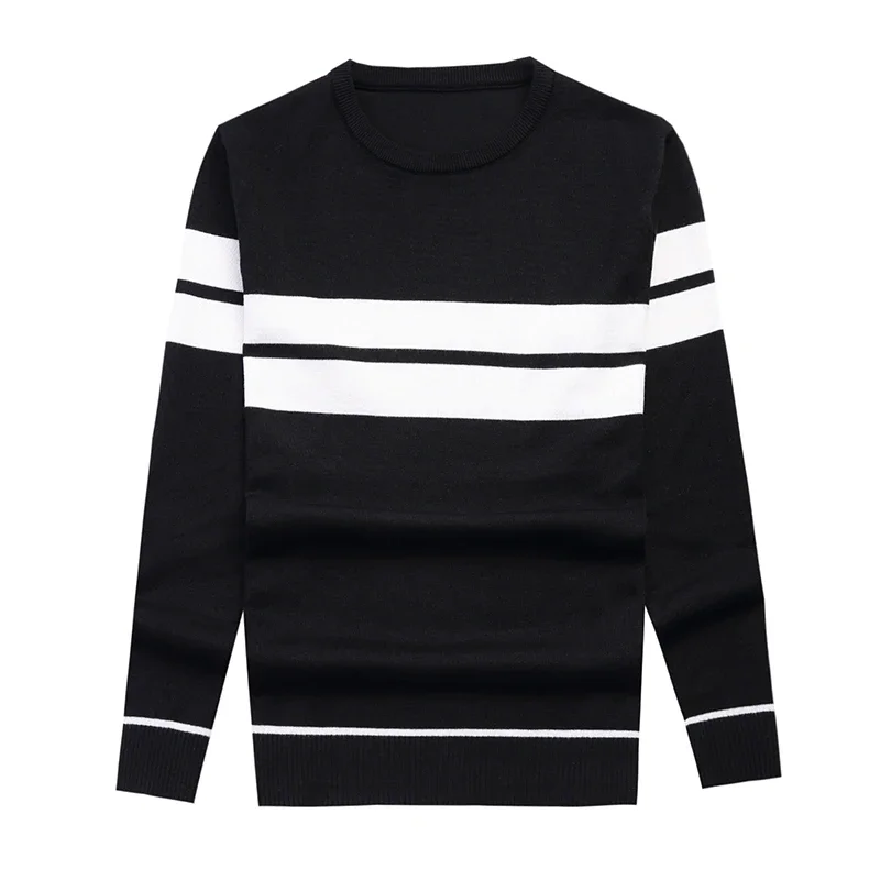 New Men\'s Casual Fashion Long Sleeve Striped Knitted Shirt Breathable and Comfortable Four Seasons Versatile Top
