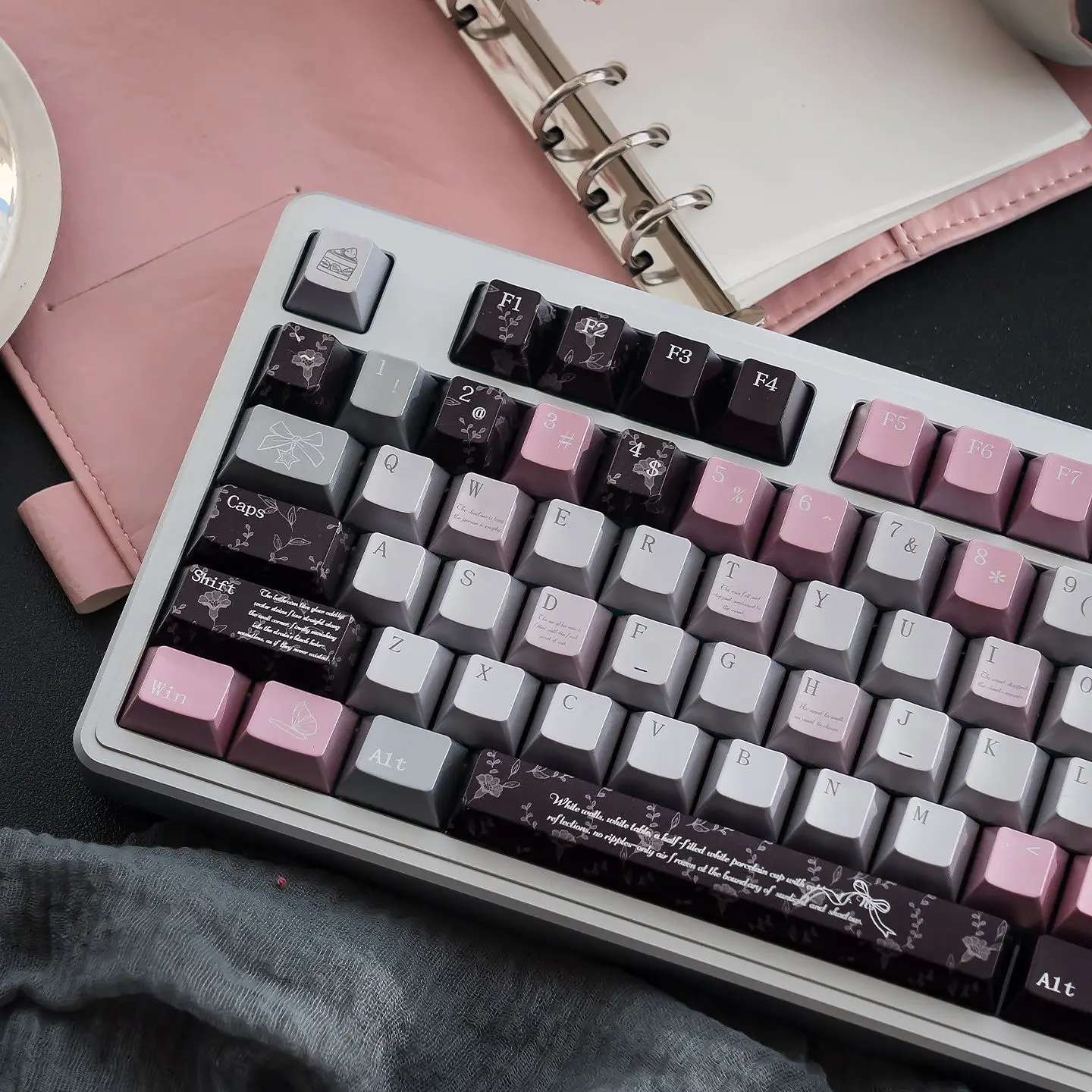 Black yarn powder pearlescent metal mechanical keyboard keycap custom magnetic axis PBT hot sublimation original height