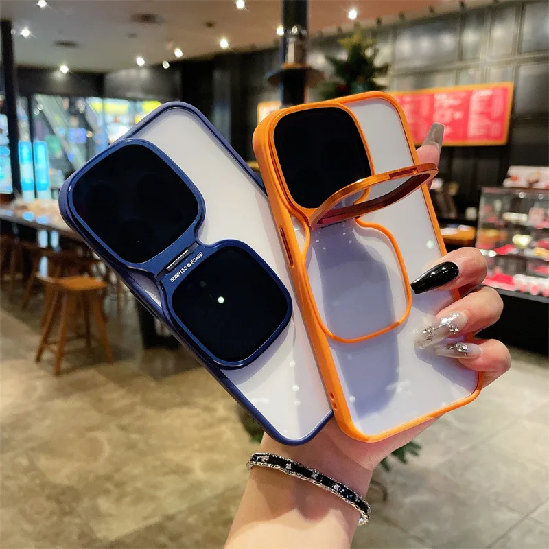 Sunglasses Camera Holder Clear Case for iPhone 15 14 13 12 Pro Max Shockproof Full Allaround Protection Shell Acrylic Back Cover