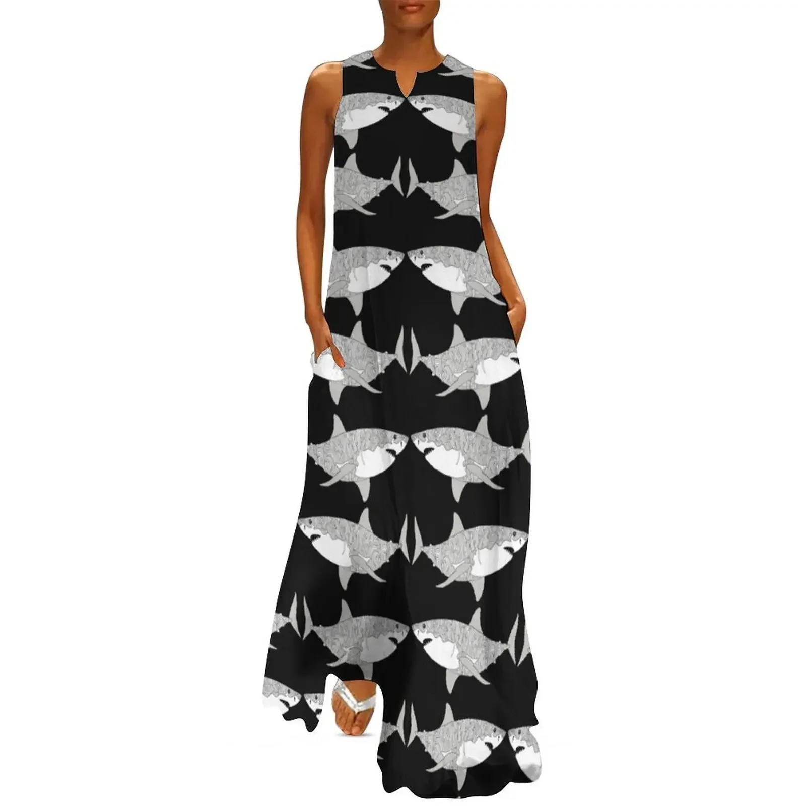 

Sharks Long Dress Summer women's clothing summer dress women 2025 Bridesmaid dress woman loose summer