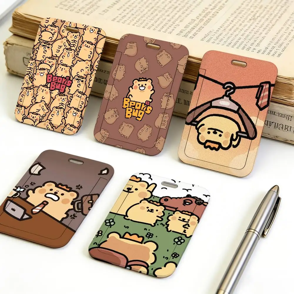 

Мягкий пластиковый держатель для ID-карт B-BearisbugS с милым мультяшным медведем, на шейном шнурке, легкий, прочный, для рабочих пропусков и бейджей, для офисного персонала