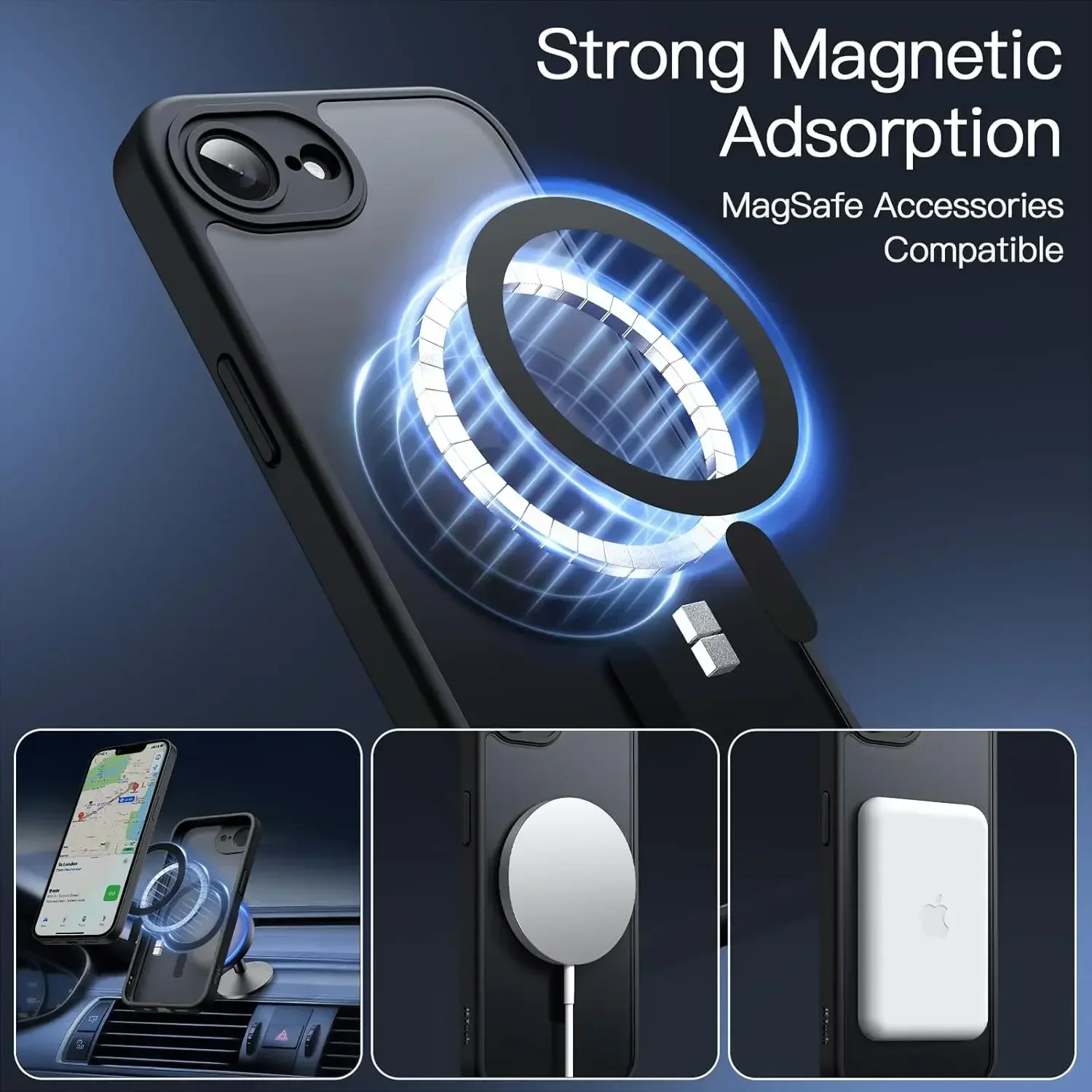 Matte Clear For Magsafe Case For iPhone 16E Magnetic Wireless Charge Shockproof Cover For iphone 16 15 14 13 Pro Max Plus Coque - náhled 3