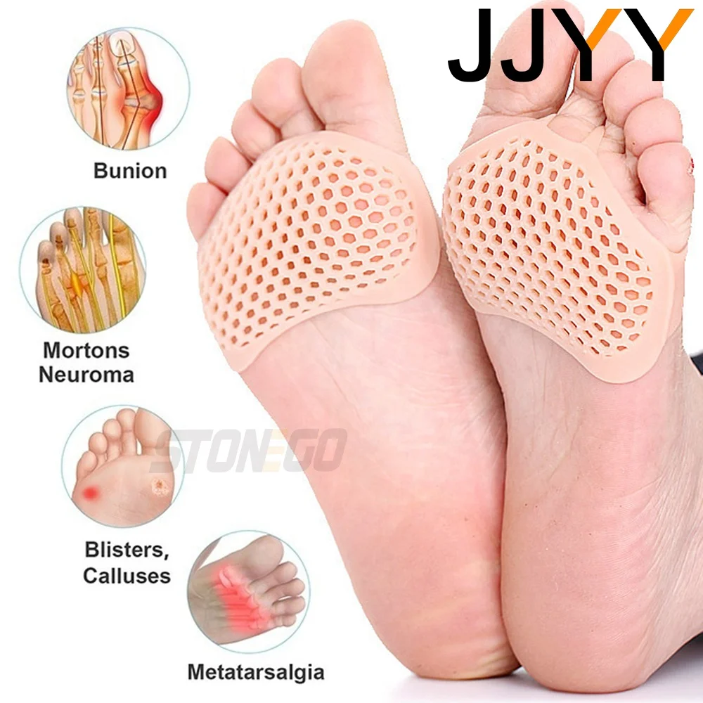 1Pair Soft Silicone Forefoot Pads Honeycomb Cushion Pain Relief Bunion Protector Insoles for Comfort and Support