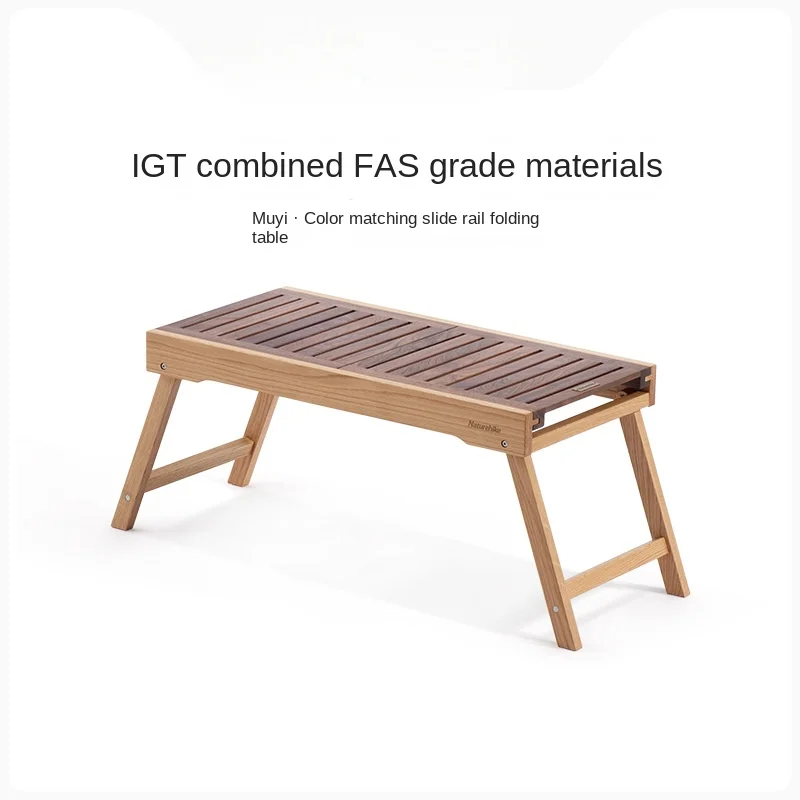 Slide Folding Table Outdoor IGT Combination Table Camping Barbecue Picnic Solid Wood Table Extensible Desktop Design