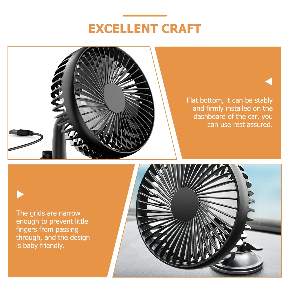 

Car Fan Usb Charging Adjustable 360° Rotation Grilles Durable Abs Electric Fan For Vehicle Home Office Use