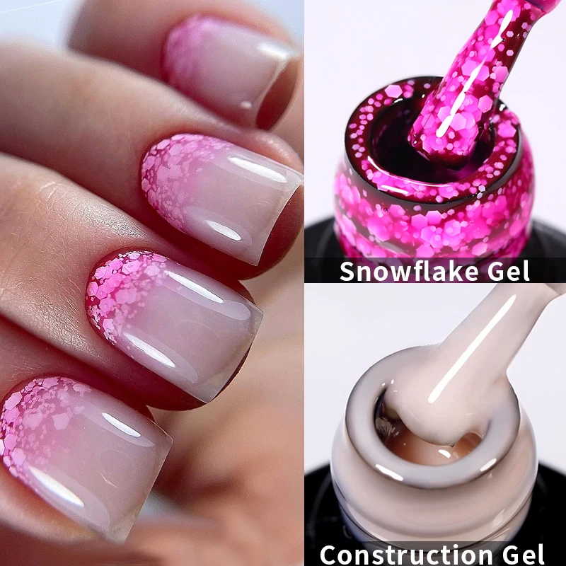 LILYCUTE 7ML Snowflake Gel Nail Polish Construct Gel Set Vernis Semi Permanent UV Gel Gradient Nail Art Christmas Glitter Polish